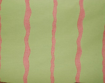 Green and Pink Stripe - Upholstery Fabric By The Yard - Wave Stripe Fabric