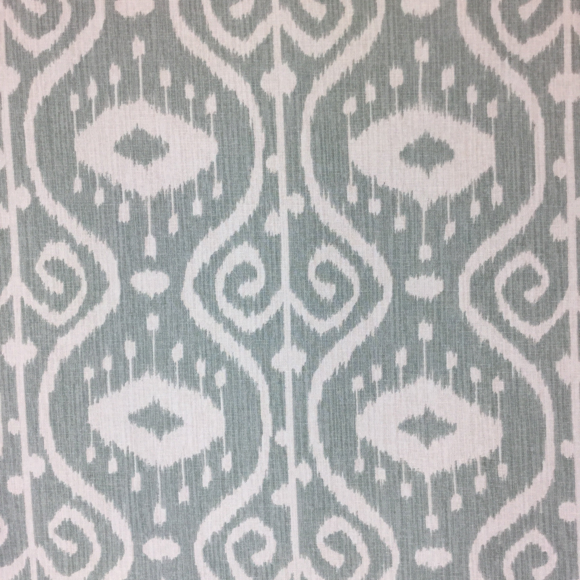 Distressed Aqua Ikat White Drapery Fabric by the Yard Etsy