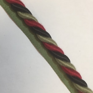 Red - Green - Black - Lip Cord By The Yard - Home Decor Trim