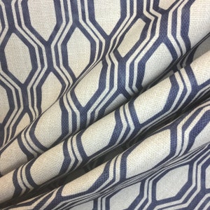 UNO Navy - Navy Geometric on Neutral Background -  Navy Upholstery Fabric ByThe Yard - Custom Pillow Covers -