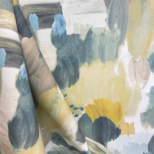 Villa Nova Potting Shed - bold - artistic - yellow - teal - home decor - abstract - upholstery fabric - pillow fabric - fabric by the yard