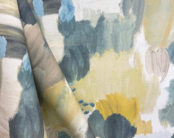 Villa Nova Potting Shed - bold - artistic - yellow - teal - home decor - abstract - upholstery fabric - pillow fabric - fabric by the yard