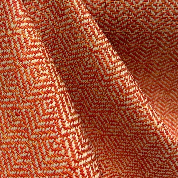 Tangerine Raffia - herringbone design - upholstery fabric - fabric by the yard