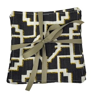 Makura Lacquer Cocktail Napkins - brown and creme - cocktail napkin - cloth coaster - reusable napkins - napkins