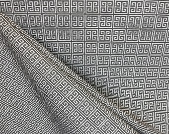 Gray and Cream Greek Meander - Geometric - Simple Woven - Fabric by the Yard