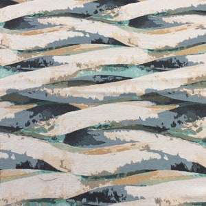 Painted Waves - Ocean - Blue - Upholstery Fabric by The Yard