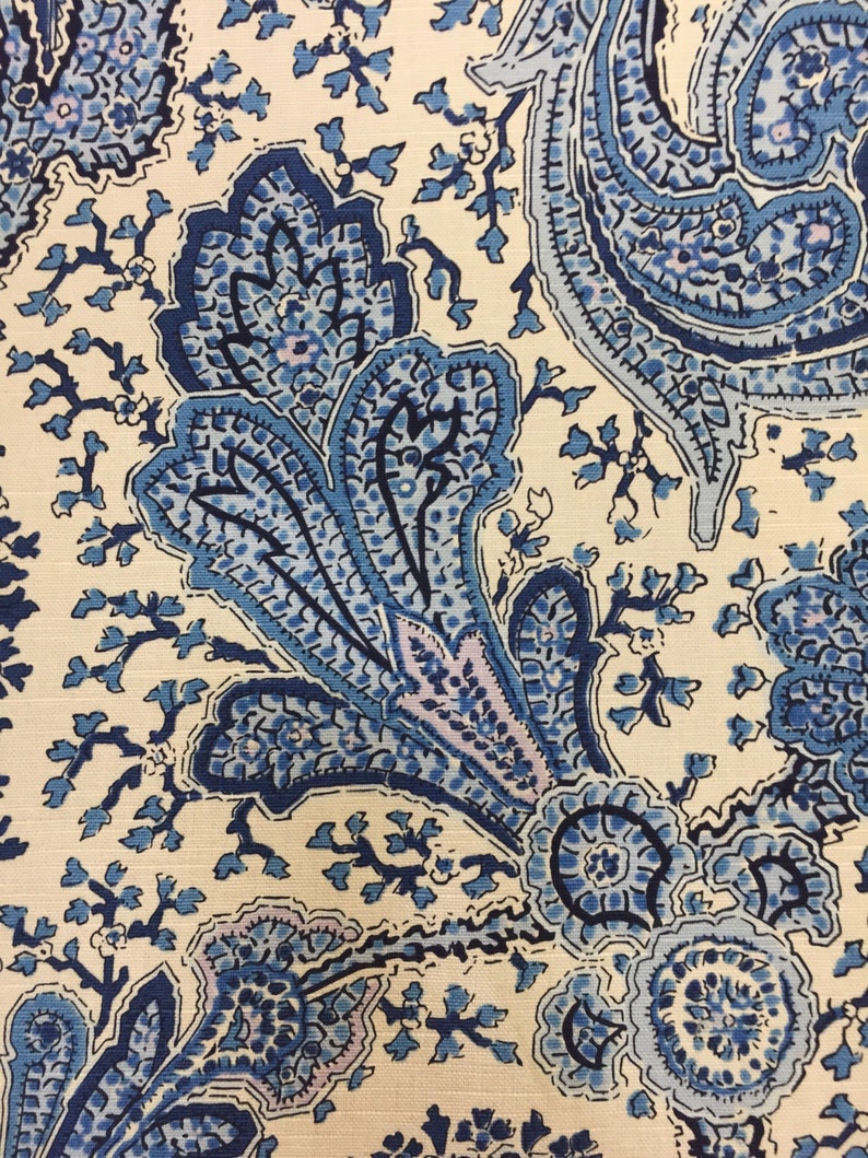 Blue and off White Paisley Heirloom Decorative Fabric - Etsy