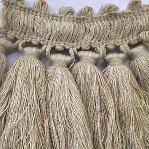 Beige Tassel Fringe - Home Decor - Tassel Fringe by The Yard - Custom Cut Yardage - Embellishment - Furniture Embellishment - Sofas - Pillow