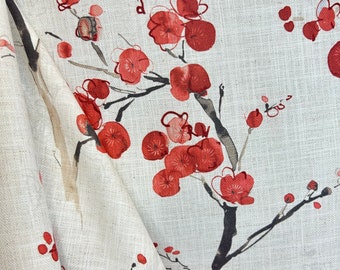Yoko Cherry - floral - red - cherry - drapery fabric - pillow fabric - upholstery fabric - fabric by the yard