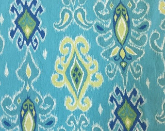 Turquoise Ikat - Siam  - Drapery Fabric By The Yard - Upholstery Fabric by the Yard