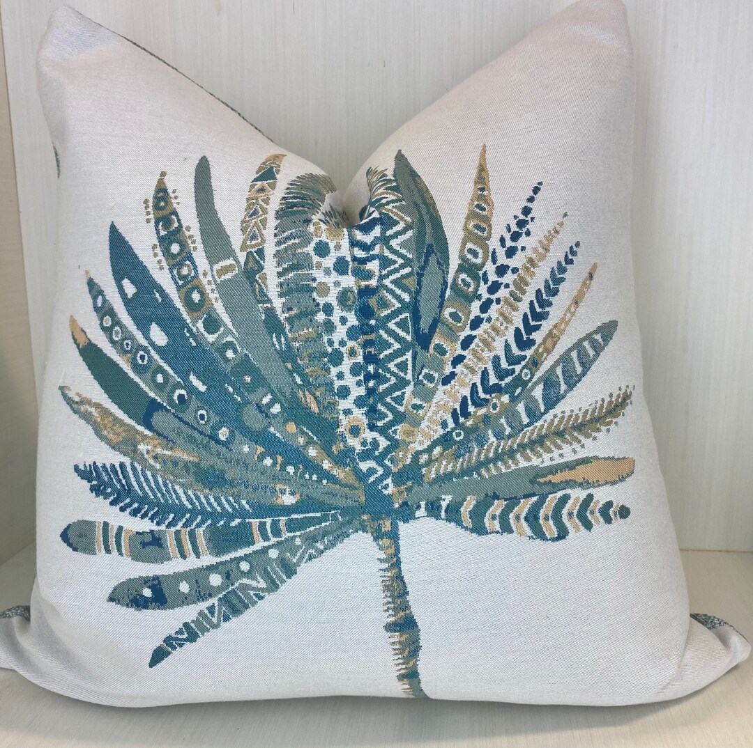 Fan Palm Seaglass 24x24 Pillow Cover Knife Edge Pillow Etsy