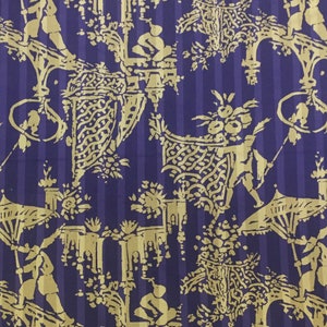 Purple - Oriental Stripe - Upholstery Fabric by Yard