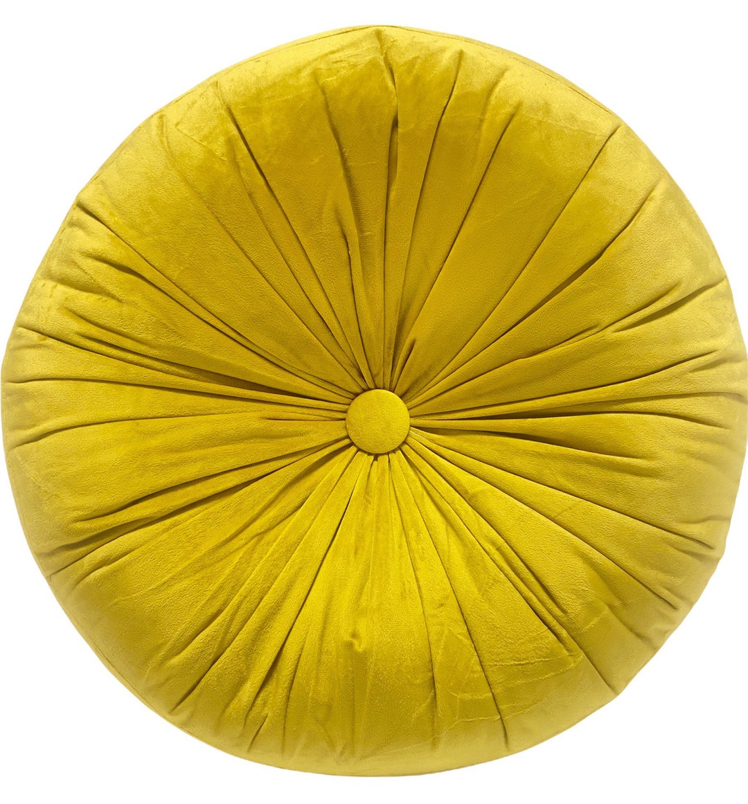 Yellow Gold Round Pillow Velvet Throw Pillow Tufted Velvet Etsy