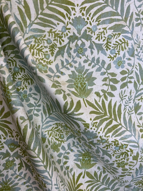 Blue and green drapery fabric deals