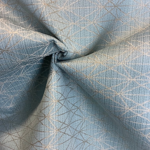 Aqua Spiderwebs - Geometric - Printed Design - Upholstery Fabric - Fabric by the Yard - Custom Cut Yardage - Pillows - Cushions - Drapery