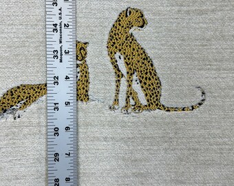 Jabari Cheetah Velvet Fabric Cream and Gold Tabbytha Animal - Main Image