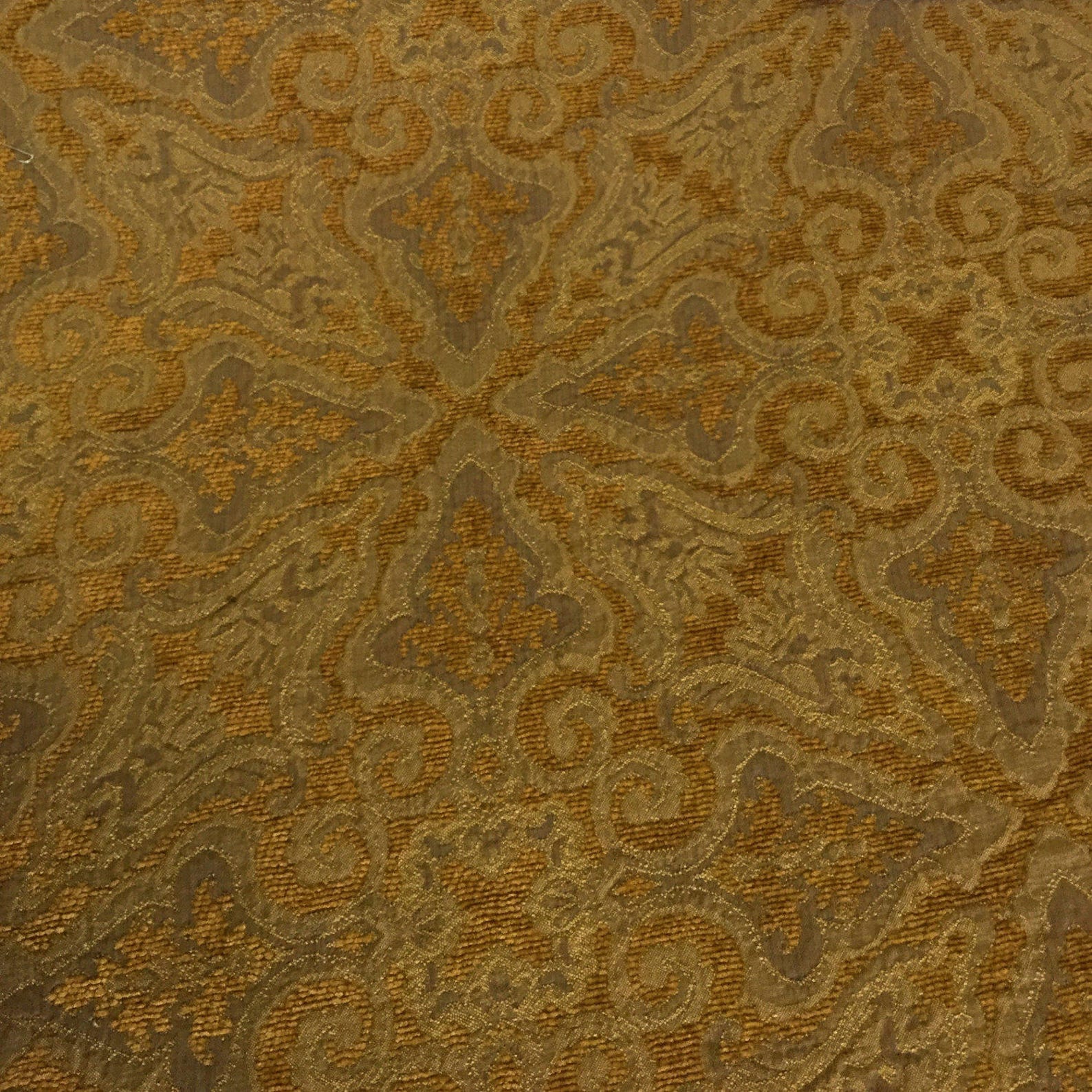 Mustard Yellow and Gold Damask Woven Upholstery Fabric by Etsy
