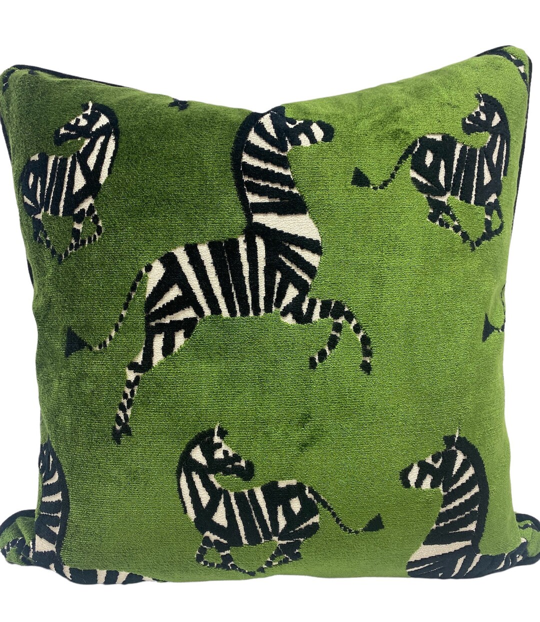 Farlowe Green Velvet Zebra Pillow Cover Custom Cut Pillow Etsy