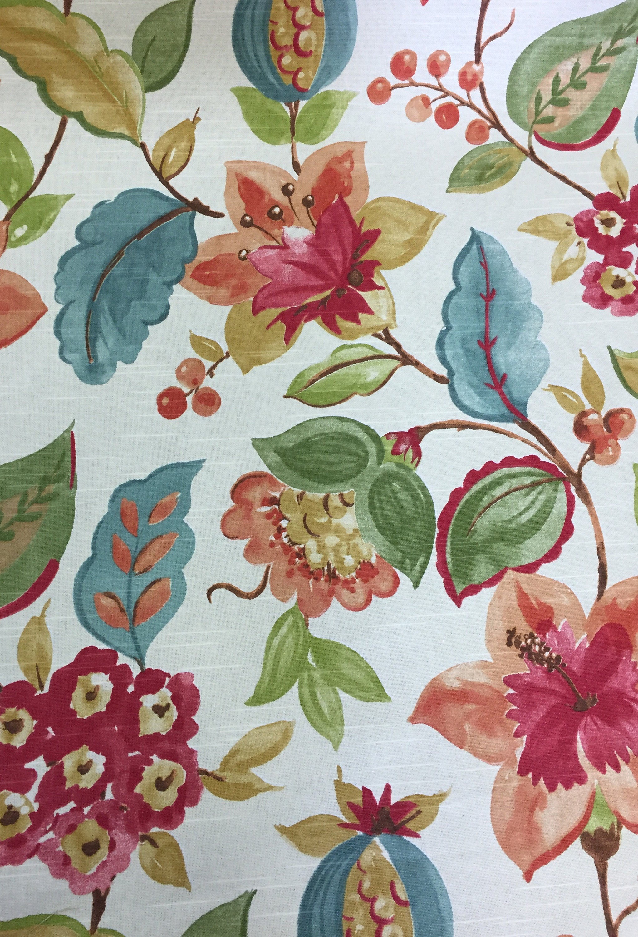 Bright Spring Floral Drapery Upholstery Fabric By The Etsy