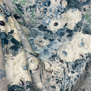 Watercolor Boutique Blues - Abstract - navy - blue - cream - Fabric by the yard
