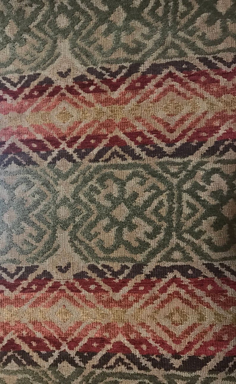 Yellow Tribal Upholstery Fabric by The Yard Purple Green Red
