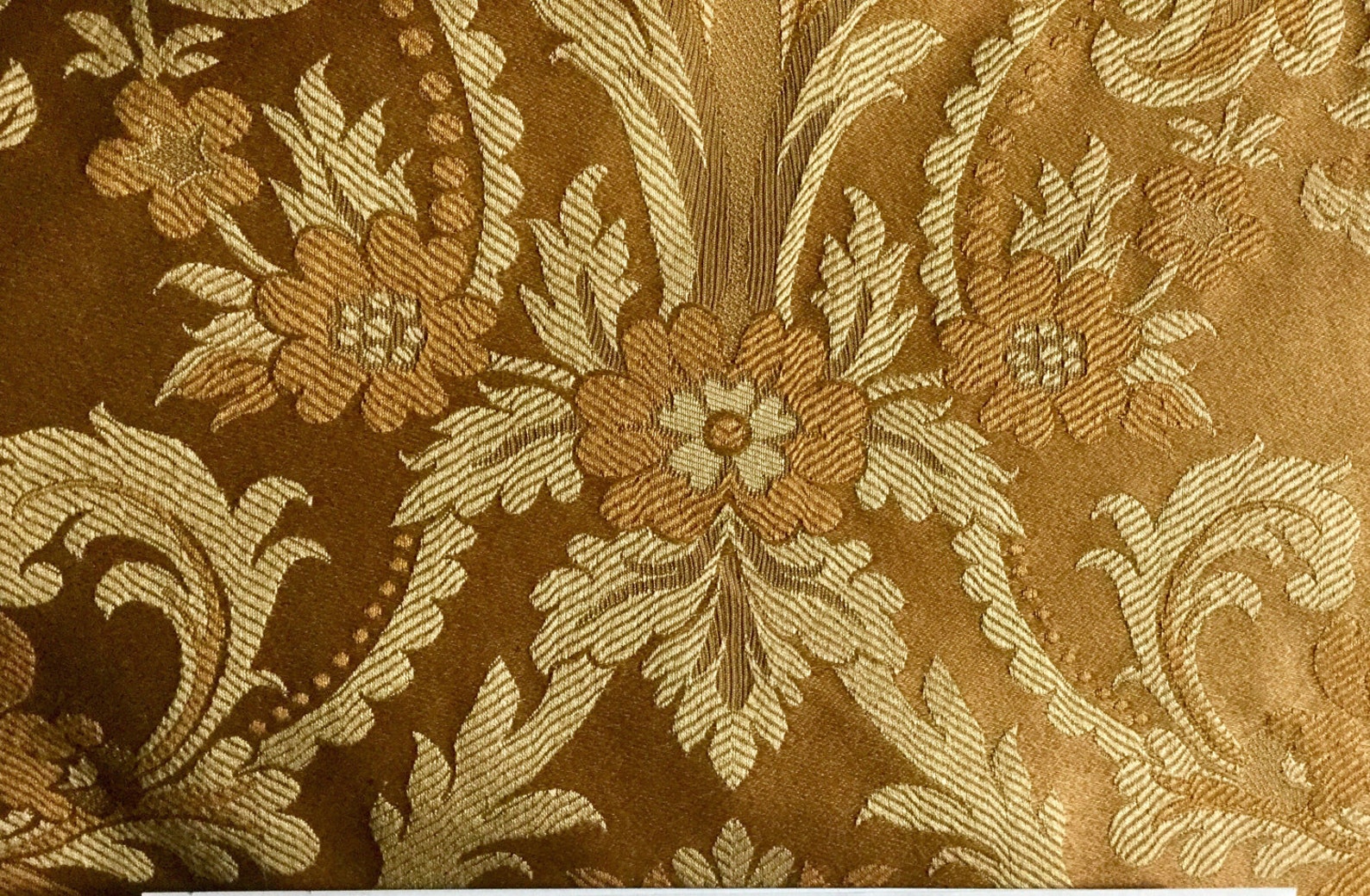 Gold Damask Railroaded Upholstery Fabric By The Yard Etsy