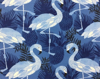 Tiki Dance - Navy Outdoor Fabric - Outdoor Flamingo Pillow Covers - Pool Side Pillows