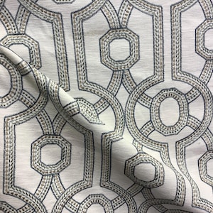 Atlas Thread Embroidery Fabric - Geometric Embroidery - Accent Fabric - Home Decor - Bold Patterned Fabric - Fabric By The Yard