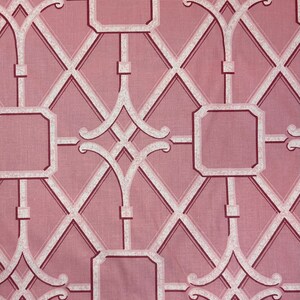 Bermuda Waverly Pink Chinoiserie Bamboo Lattice Pink Bamboo Fabric Asian Inspired Upholstery Fabric Fabric by the Yard image 2