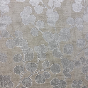 Lunaria Silver Dollar Floral - Shimmery Floral Upholstery Fabric - Shimmery Upholstery Fabric - Upholstery Fabric by the Yard