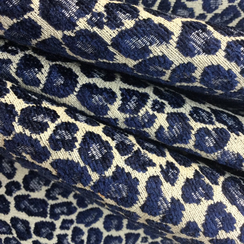 Navy Cheetah Leopard Animal Print Upholstery Fabric | Etsy UK