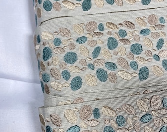 Aqua and Neutral Pebble Tape Trim - Blue - Cream - Taupe - Trim by the Yard - Custom Cut Trim - Pillow Trim - Drapery Trim - Multicolored