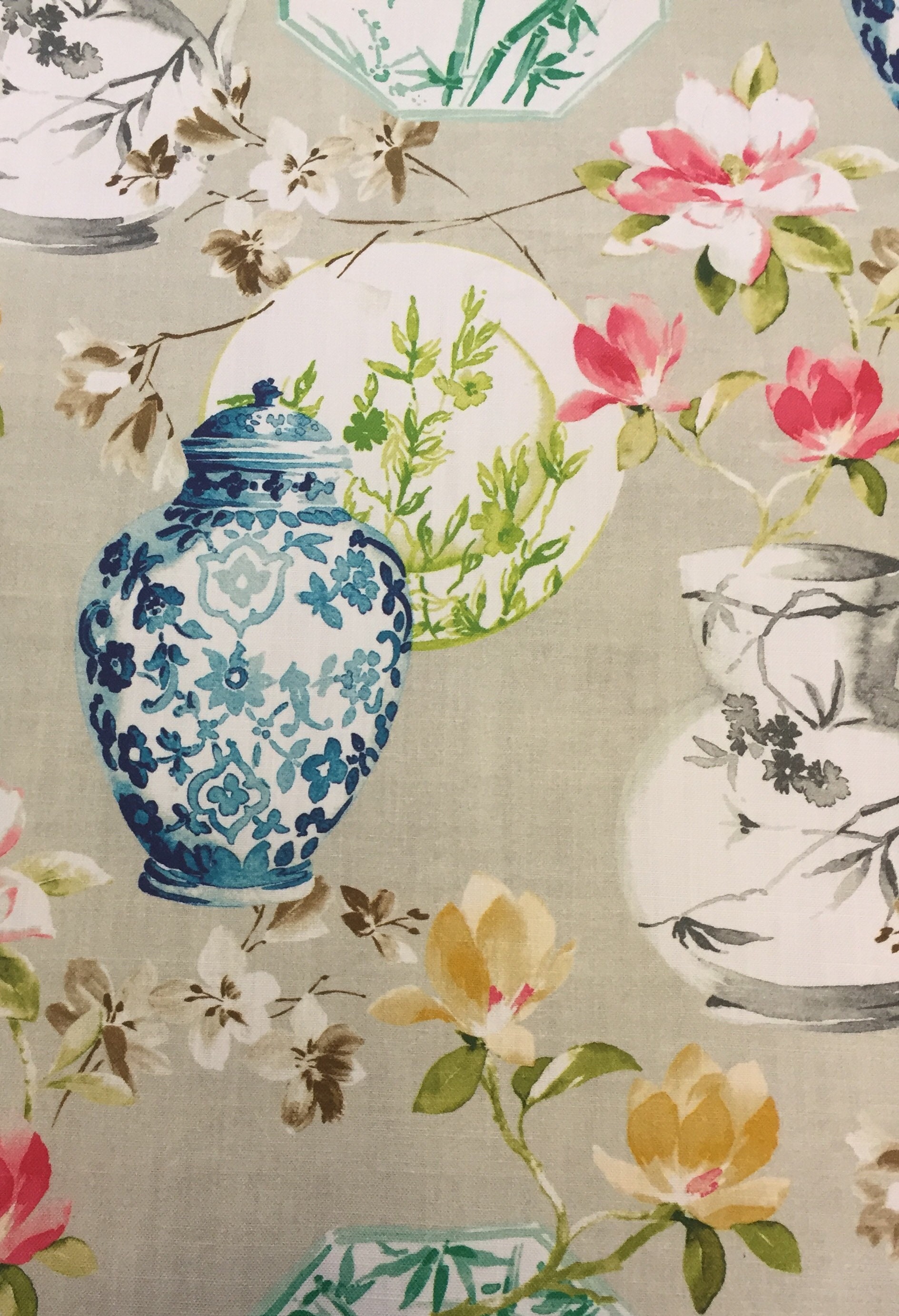 Ginger Jars Chinoiserie Asian Fabric Ceramica Garden Etsy