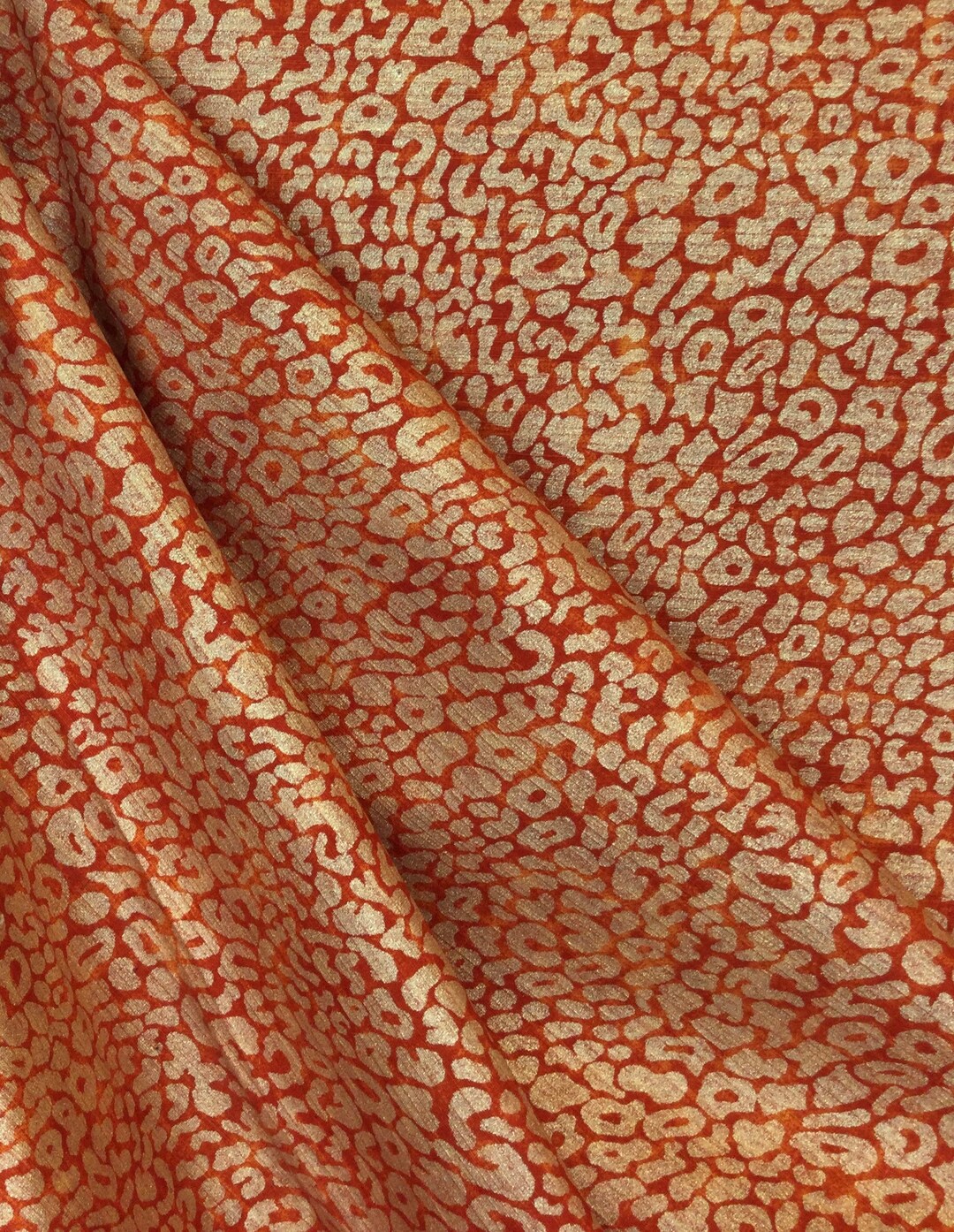 Yoruba Papaya Leopard Print Faux Animal Print Shimmer Fabric by the