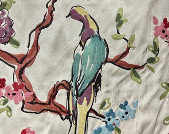 Free Bird - upholstery fabric - bird and flower - pillow fabric - fabric by the yard