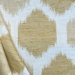 Honeycomb Ikat Gold and Cream - Ikat Dot - Gold and Cream Ikat - Ikat Upholstery fabric - Fabric by the Yard