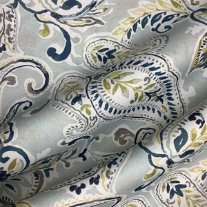 Taupe and Gray Contemporary Paisley Print Cotton Fabric by the Yard  Designer Drapery Curtain or Upholstery Fabric Tan and Gray Fabric M223 