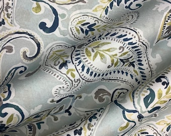 Devina Sky - Paisley Fabric - Blues - Home Decor Fabric - Pretty Paisley - Blue Paisley Drapery Panels - Blue Paisley Pillows