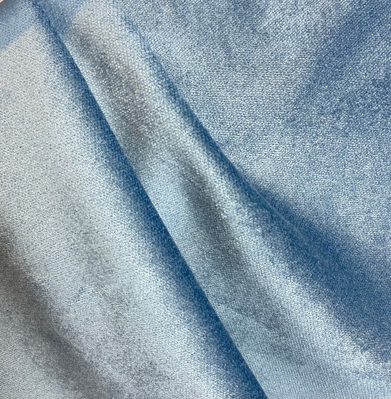 Blue Velvet Upholstery Fabric Solid Blue Velvet Blue Etsy
