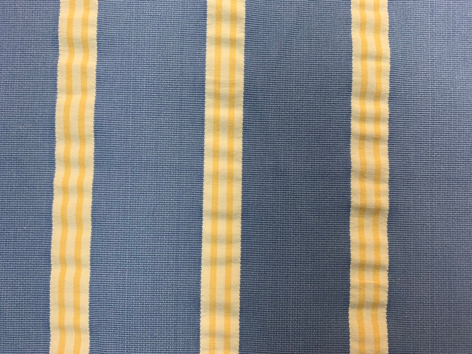 Blue and Yellow Striped Seersucker Fabric Upholstery | Etsy