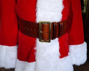 Painted Merry Christmas Scenic Tooled Leather Santa Claus  display picture 1