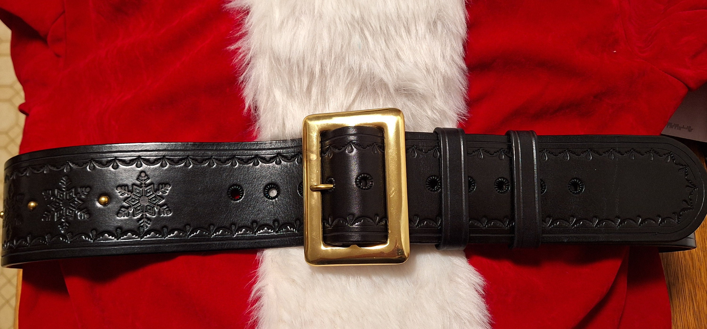 Handmade Tooled 3 Inch Black Leather Santa Belt Etsy