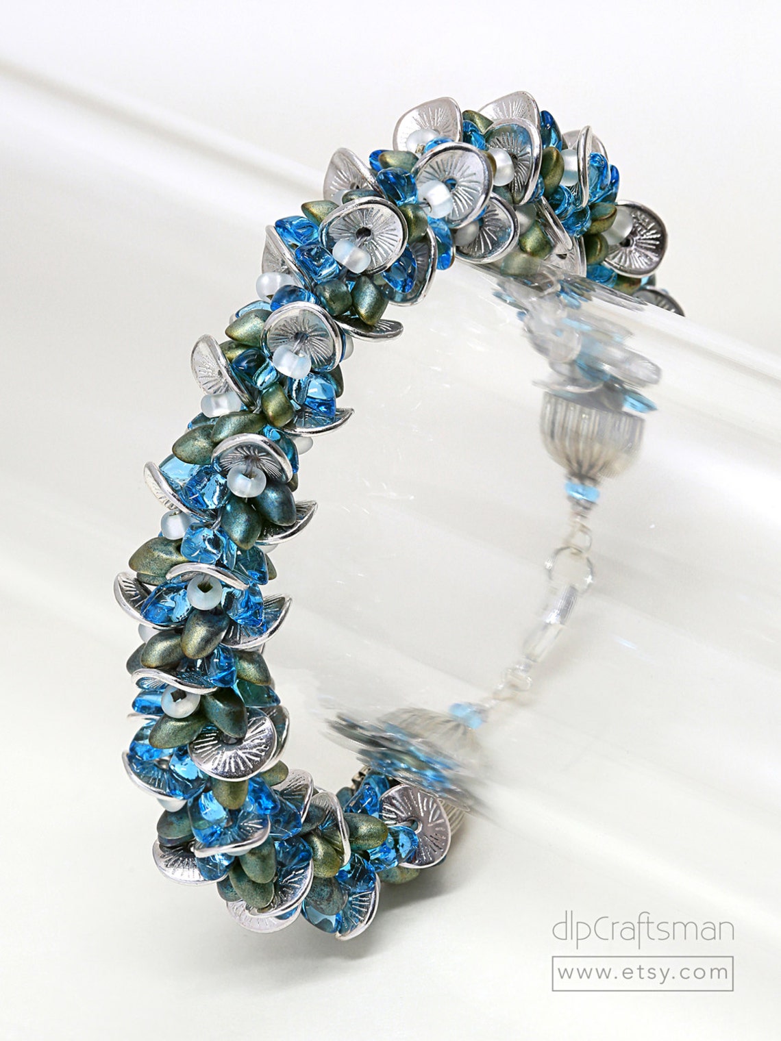 Aqua/Silver Kumihimo Bracelet Japanese Glass Kumihimo Etsy