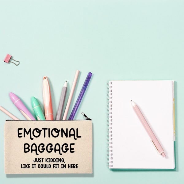 Emotional Baggage Joke - Funny Canvas Zipper Pouch - Cosmetic Bag - Makeup Bag Funny - Best Friend Gift - Canvas Travel Bag - Mental Health