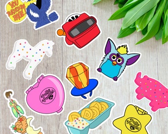 Nineties 90s Nostalgic TOY & TREAT Sticker Bundle - Millennial Memories - Childhood Throwback Sticker - Retro Stickers