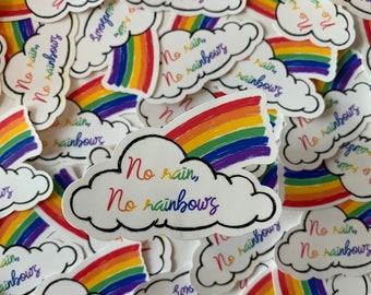 No Rain Rainbow Sticker - Mental Health Vinyl Sticker - Positivity Sticker - Motivational Sticker - Inspirational Quotes, Inspirational Gift