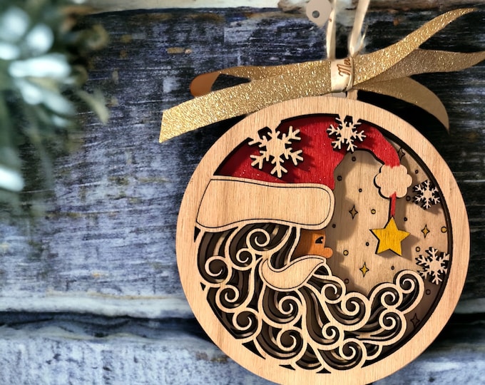 Santa Claus Christmas Tree Ball with Inlay - Christmas Gift