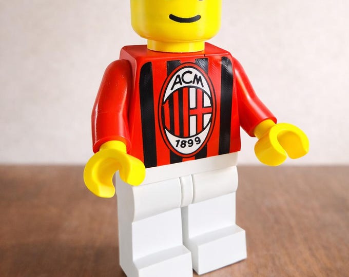 Custom LEGO Style Minifigure 20 cm – Personalized Name & Number – Giant LEGO Figure – Custom Soccer Fan Gift – Articulated 3D Printed Figure