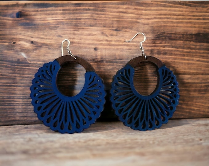 Wooden carved earrings