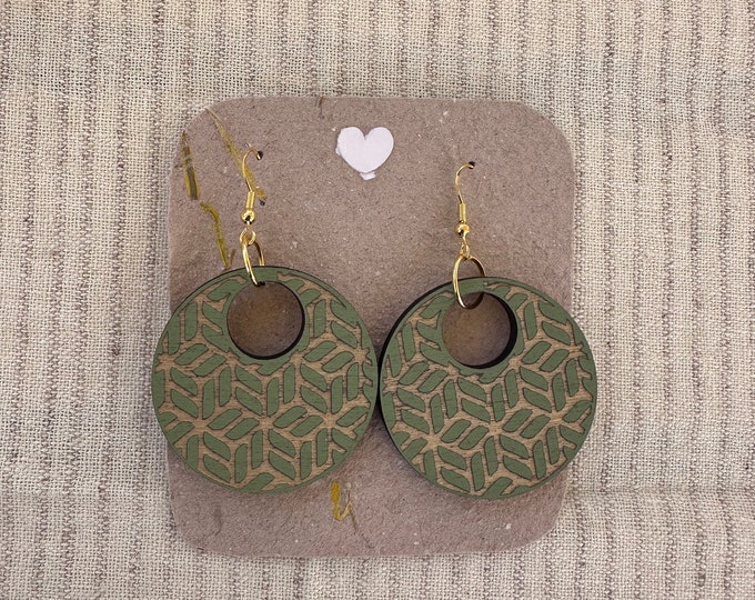 Boho earrings inlaid in wood and eco-leather